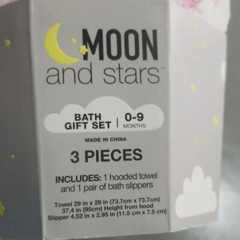 Moon and Stars Pink Shark Infant 3 Piece Bath Set hooded kids towel‎